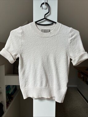 J. Crew Cream Short Sleeve Textured Knit Top